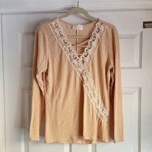 Peach Colored Knit Top Size L